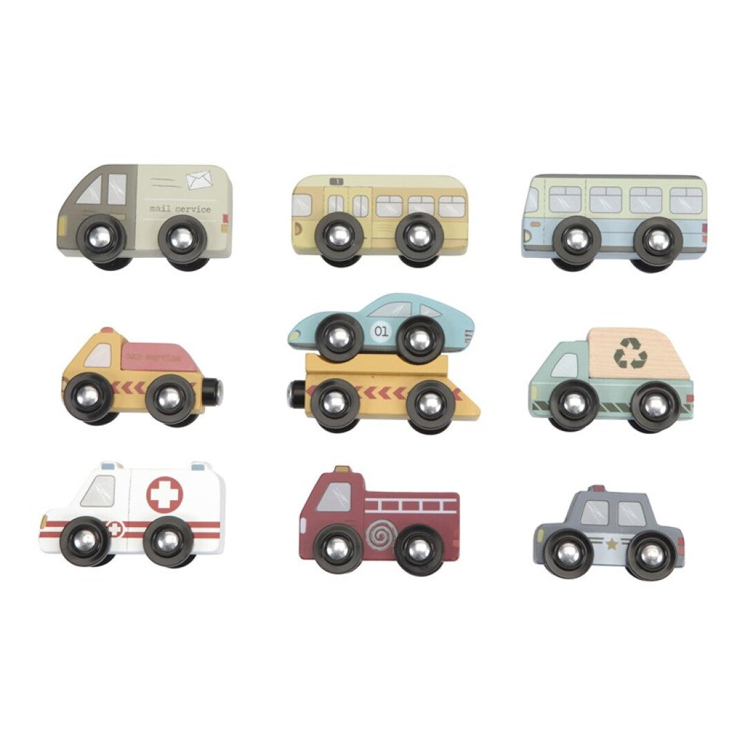 Pack de 9 Vehículos de madera de Little Dutch