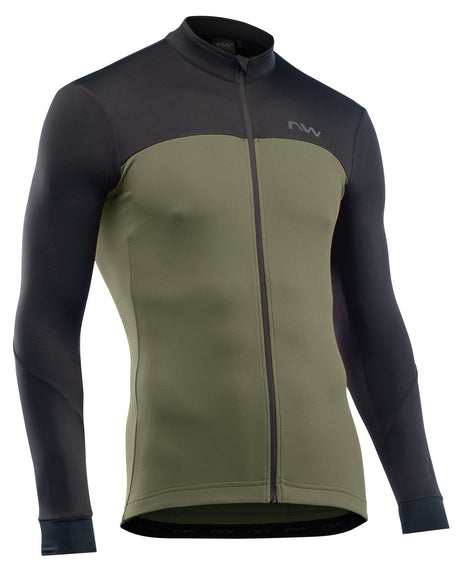 Northwave Force 2 Jersey LS Full Zip Black/Forest Green