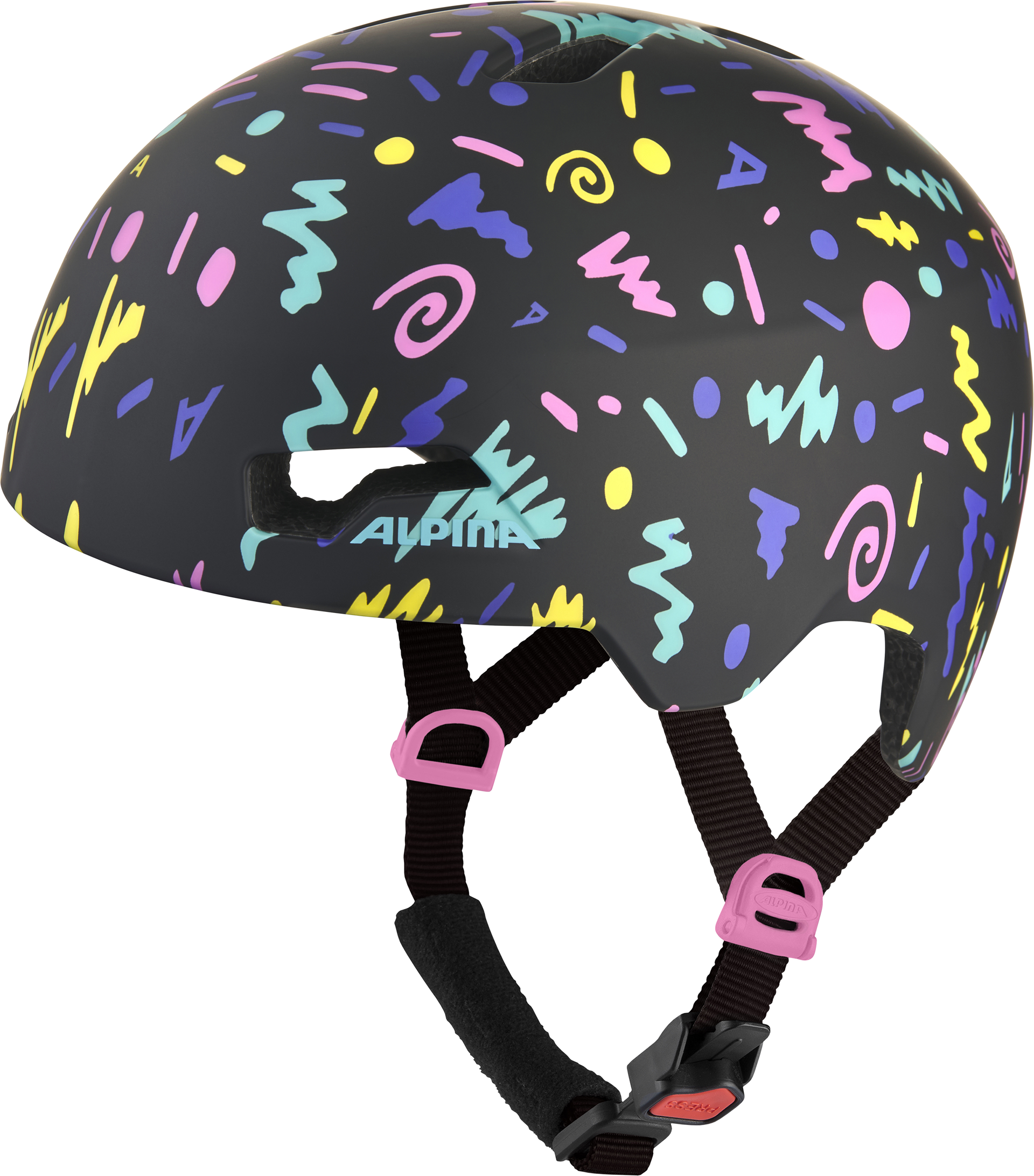 Alpina Hackney Kinder/Jugend Helm schwarz matt, Konfetti