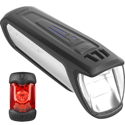 Busch + Müller IXON CORE 2 100Lux Highbeam + BRIXXI Akku-Beleuchtungsset  mit Fernlicht