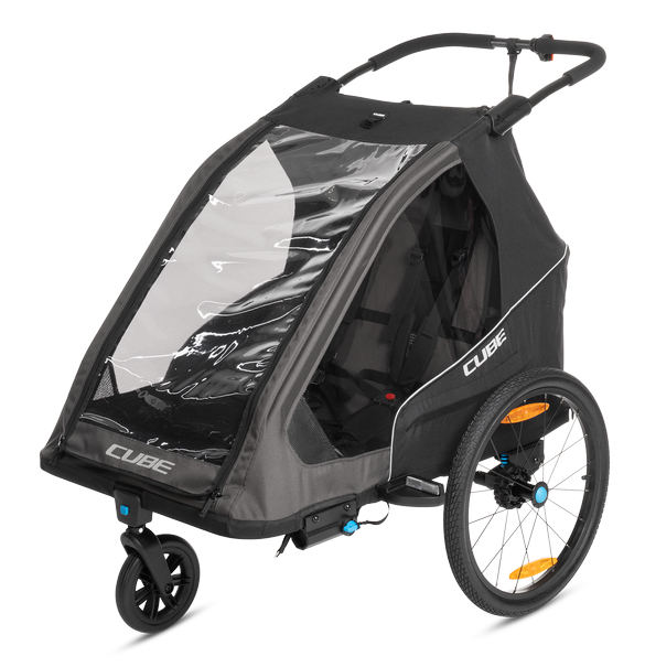 Cube Kinder Fahrradanhänger Double PURE black, grey