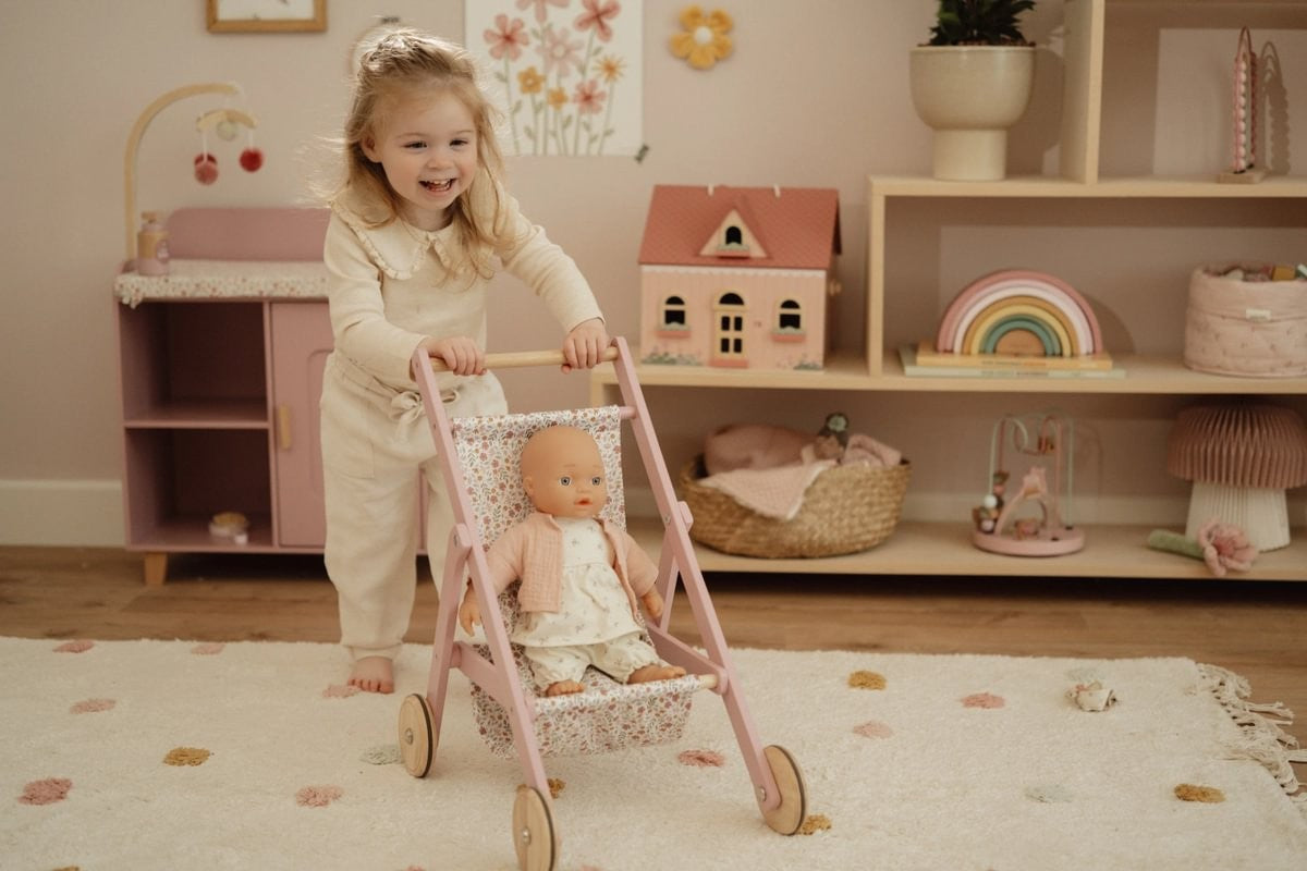 Silla Carrito de muñecas Rosa FSC Little Dutch
