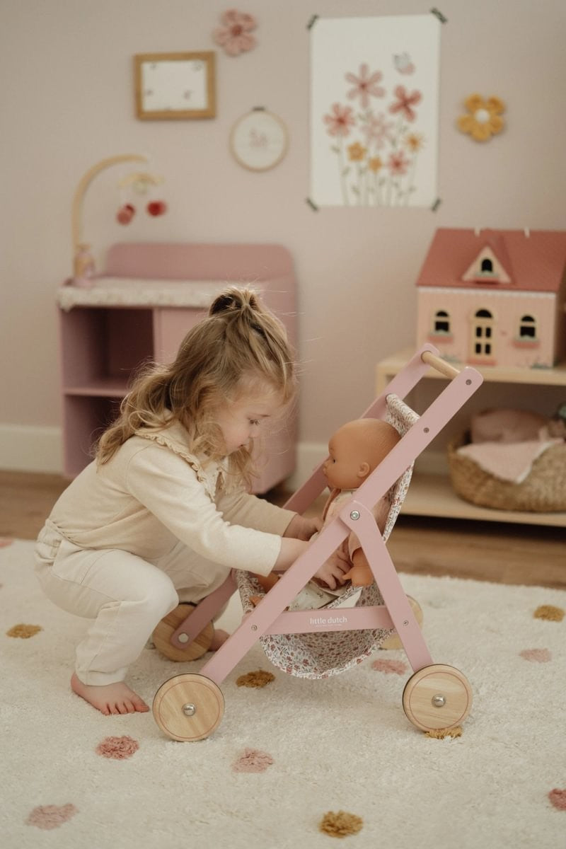 Silla Carrito de muñecas Rosa FSC Little Dutch