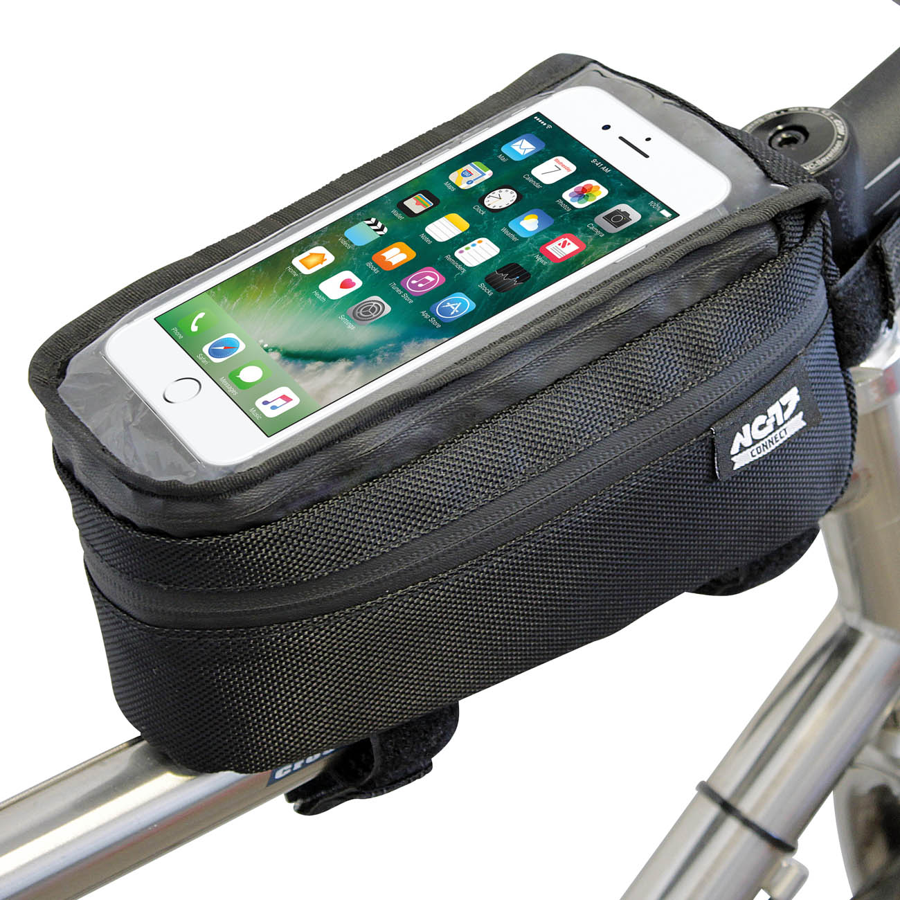 NC-17 Connect Smartphone Tasche XL für Oberrohr, Klettverschluss schwarz uni