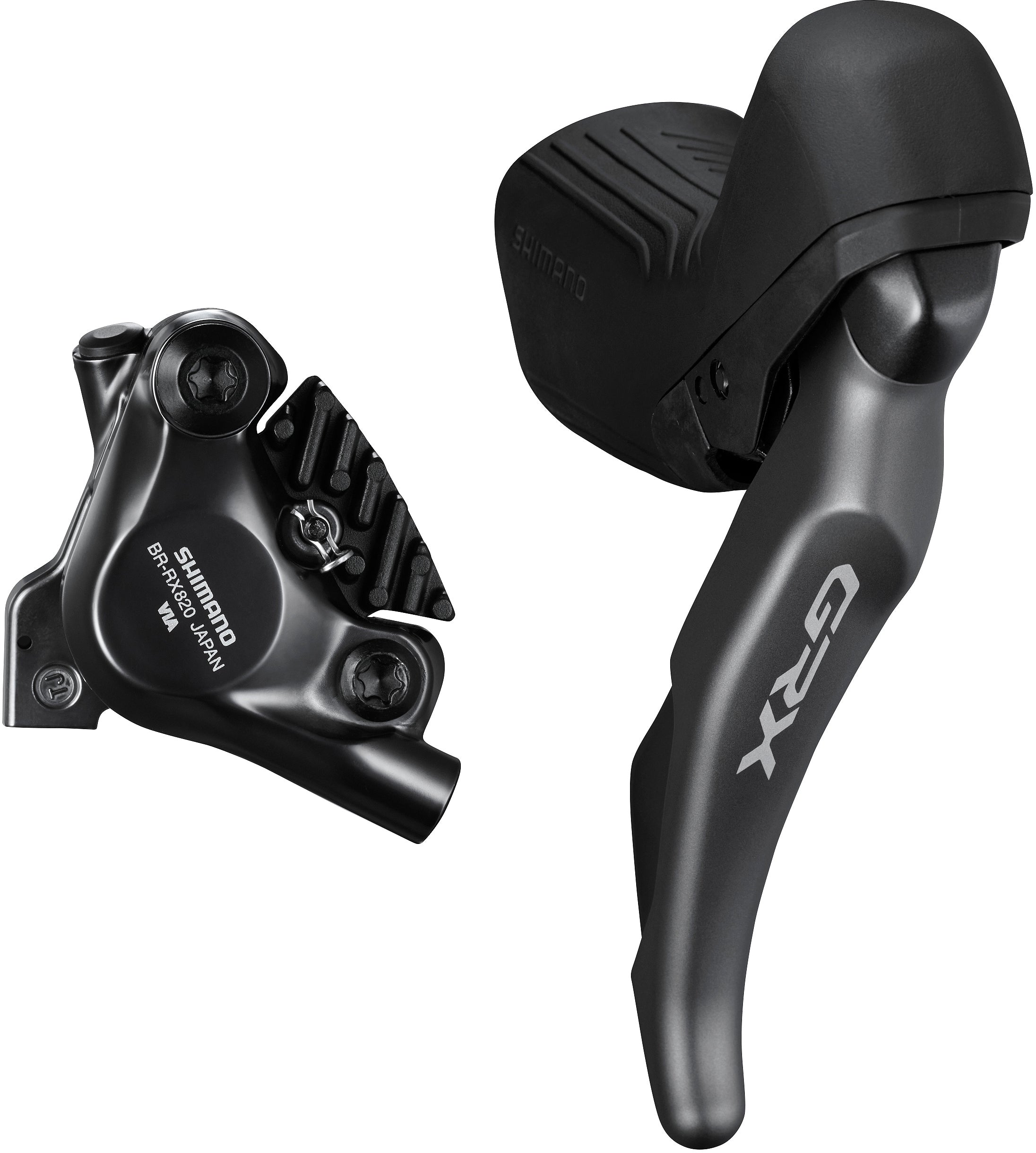 Shimano GRX ST-RX820/BR-RX820 Scheibenbremsset Hinten Flat Mount 12-fach grau/schwarz