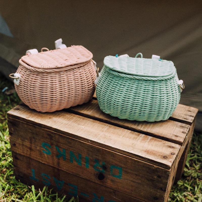 Bolso cesta Mini Chari ratán Rosa Olli Ella