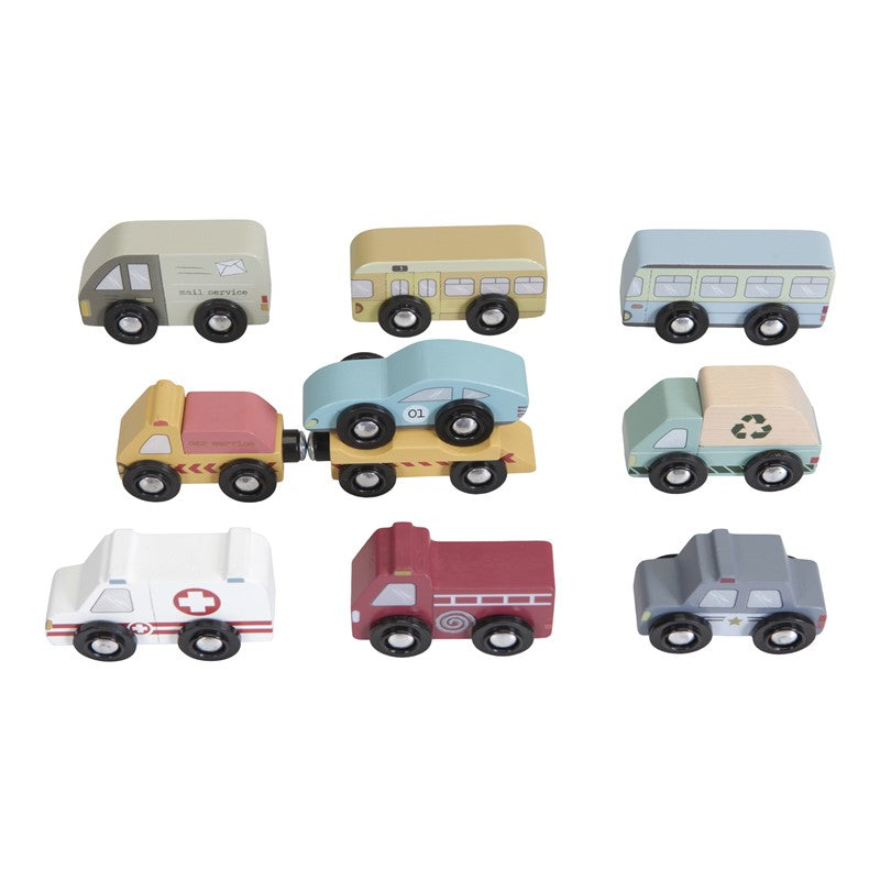 Pack de 9 Vehículos de madera de Little Dutch