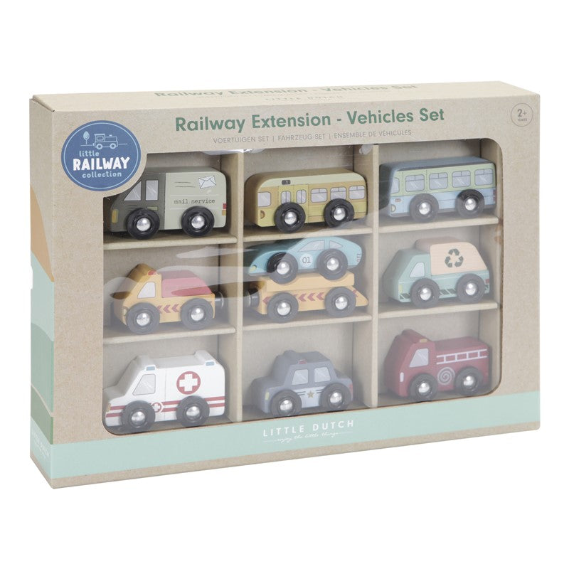 Pack de 9 Vehículos de madera de Little Dutch