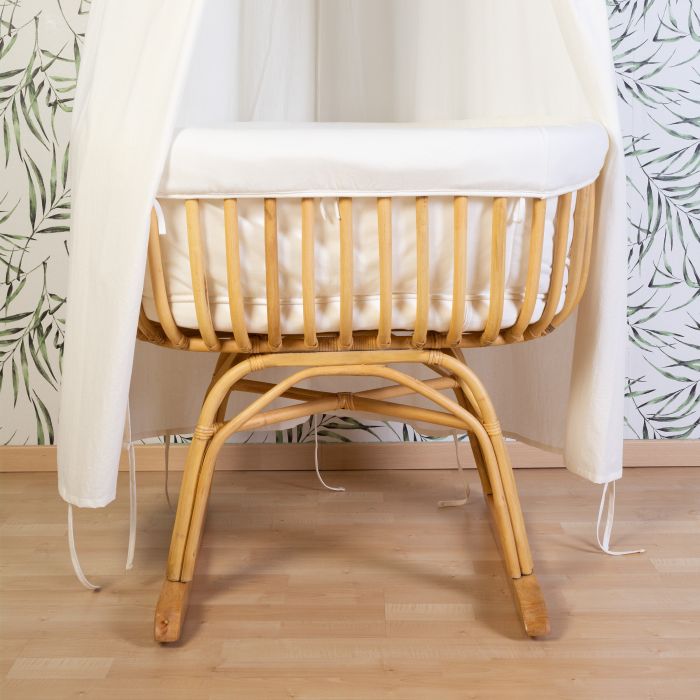 Minicuna de Ratán con vestidura colchón 90x50 Childhome