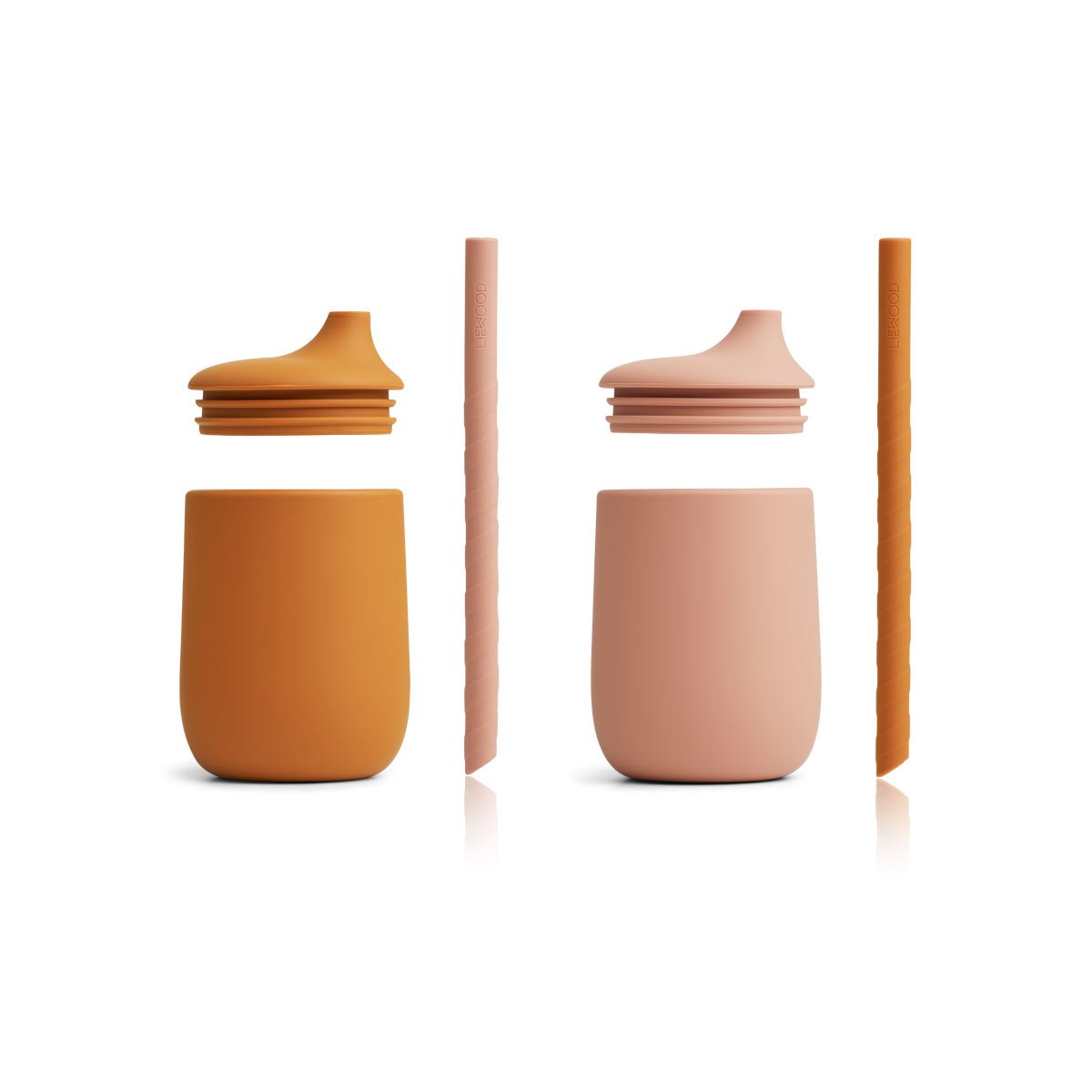 Pack de 2 Vasos con pajita Ellis Mostaza/rosa de Liewood